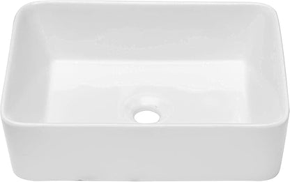 Rectangular Vessel Sink - Beslend 19''x15'' Bathroom Sink Rectangle Above Counter White Ceramic Porcelain Vessel Sinks Art Basin