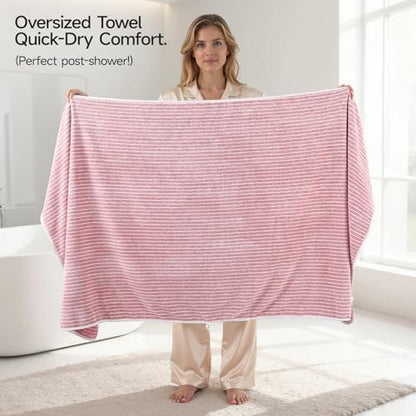 REDKISS 6-Piece Microfiber Bath Towel Set, Ultra Soft, Highly Absorbent & Quick Dry, 35x70 Inch Oversized, Pink Towels for Bathroom, Spa, Gym, 2 Bath 2 Hand 2 Washcloths