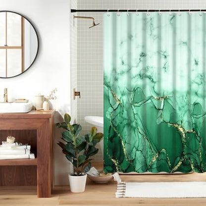 Green Marble RV Stall Waterproof Shower Curtain 60x72 inches
