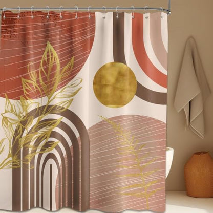 Burnt Orange Shower Curtain, 72x72 in, Mid Century Modern MCM