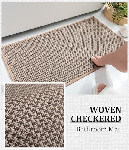 YIHOUSE Khaki Bathroom Rugs Sets 5 Pieces,Thin Bath Mat Quick Dry
