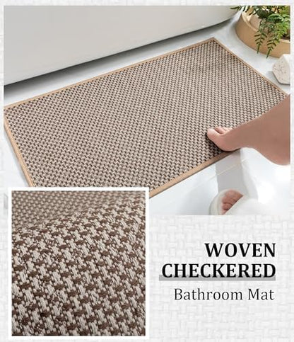 YIHOUSE Khaki Bathroom Rugs Sets 5 Pieces,Thin Bath Mat Quick Dry