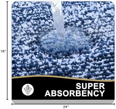 OLANLY Small Bathroom Rugs 24x16, Soft Absorbent Microfiber Bath Rugs, Navy