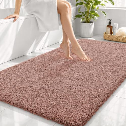 OLANLY Microfiber Large Bathroom Rugs 44x32, Soft Absorbent Bath Mat, Mocha