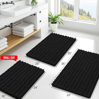 Smiry Bathroom Rugs 30X20, Extra Soft Rubber Backing Chenille Bath Mats