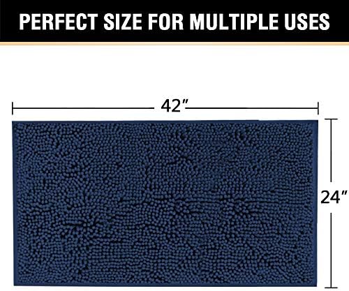 H.VERSAILTEX Navy Bath Mat for Bathroom, Microfiber Bath Rugs Chenille Floor Mat Ultra Soft Washable Bathroom Dry Fast Water Absorbent Bedroom Area Rugs, 24 x 42 - Inch