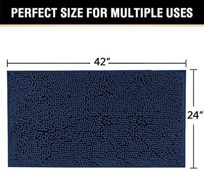 H.VERSAILTEX Navy Bath Mat for Bathroom, Microfiber Bath Rugs Chenille Floor Mat Ultra Soft Washable Bathroom Dry Fast Water Absorbent Bedroom Area Rugs, 24 x 42 - Inch