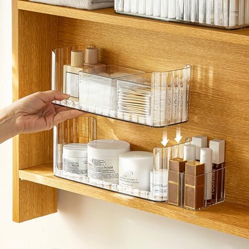 2-Tier Stackable Medicine Cabinet Organizer Shelves, Clear