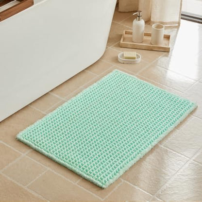 Triohero Waffle Bath Mat, Boho Bathroom Rugs Non Slip, 20x30 Sea Foam Blue