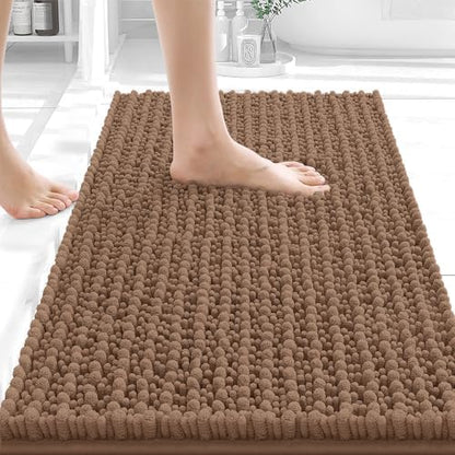 OLANLY Small Bathroom Rugs 24x16, Thick Soft Absorbent Chenille Bath Rugs