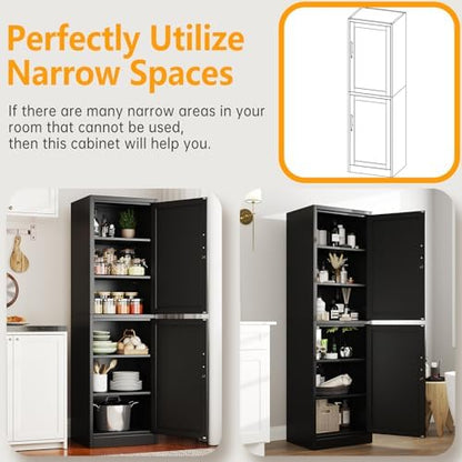 Ckzbx Metal Locker Tall Narrow Storage Cabinet, 67" H Locking Tool File Cabinets Snack Locker Organizer for School Classroom,Bedroom,Gym Home Office,Entryway and Hallway (20" W 2Door Black)