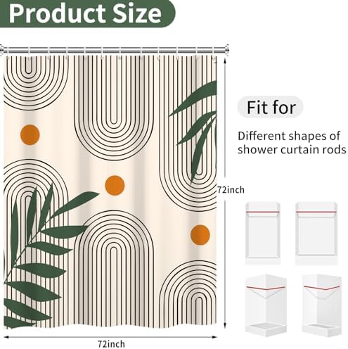 deFouliao Boho Shower Curtain, Modern Abstract Arch Waterproof Shower Curtain for Bathroom Bathtub Home Curtain Decor with Hooks, Machine Washable, 72''Wx72''L