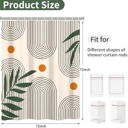 deFouliao Boho Shower Curtain, Modern Abstract Arch Waterproof Shower Curtain for Bathroom Bathtub Home Curtain Decor with Hooks, Machine Washable, 72''Wx72''L