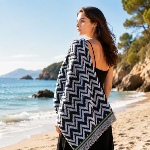 ecolook Chevron Beach and Bath Towels 2 Pack, Decorative Cotton