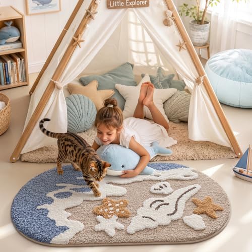 LUMI Beach Bathroom Rug Soft Microfiber Absorbent Bath Mat 24x44