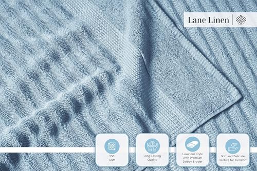 LANE LINEN Bath Towel Set 100% Cotton 6 Piece Soft Absorbent - Blue