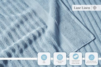 LANE LINEN Bath Towel Set 100% Cotton 6 Piece Soft Absorbent - Blue