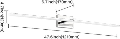 Modern Bathroom Vanity Light 48 inch 32W Dimmable 5CCT LED Bathroom Light Fixture Over Mirror Chrome Vanity Lights Bar for Bath