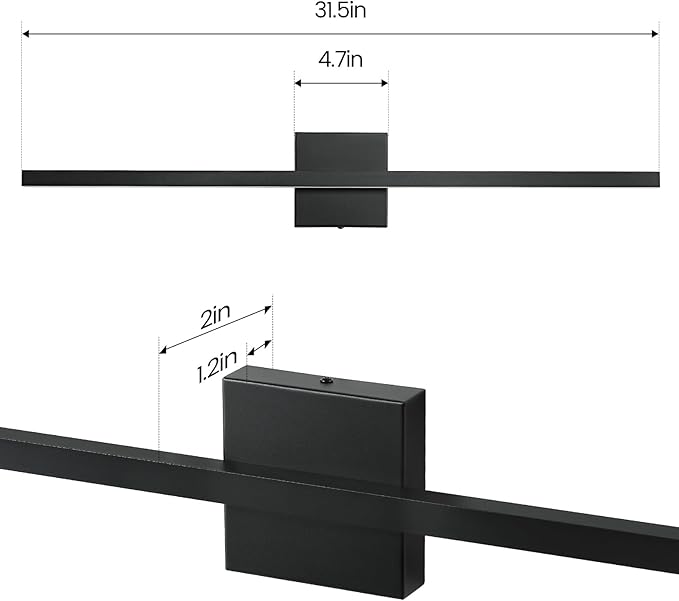 Black Bathroom Vanity Light - 31.5 inch Modern Bathroom Light Fixture Over Mirror 22W LED Dimmable Wall Sconce Lighting Fixture for Bedroom