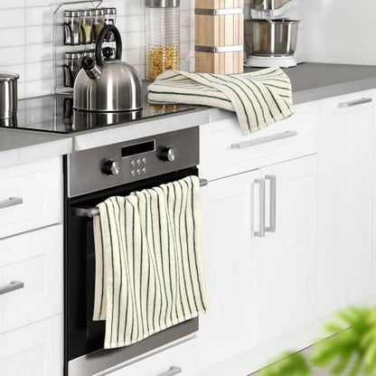 Jacquotha Green Striped Hand Towels for Kitchen, Vintage Bathroom Decor