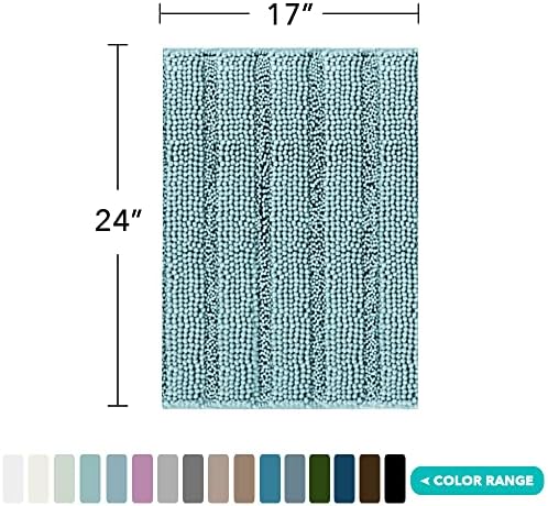 Turquoize Luxury Chenille Bath Rug for Bathroom Rugs Extra Absorbent Bath Mat Non Slip Microfiber Shower Rug for Bathroom Microfiber Shaggy Carpet Rug Size, 17"x 24", Aqua Haze