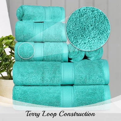 SUPERIOR Egyptian Cotton Pile Plush Bath Sheet, 2 Piece Set, Turquoise