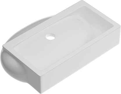 Sarlai Wall Mounted Bathroom Vessel Sink with Towel Rack,17x11 Inch Wall Hung Rectangle Ceramic Small Bathroom Sink White Mini Wash Modern Vanity Floating Basin