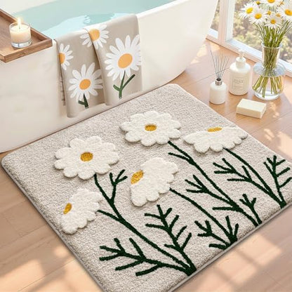LUMI Square Bathroom Rug 26x26, Soft Absorbent Bath Mat, Non Slip
