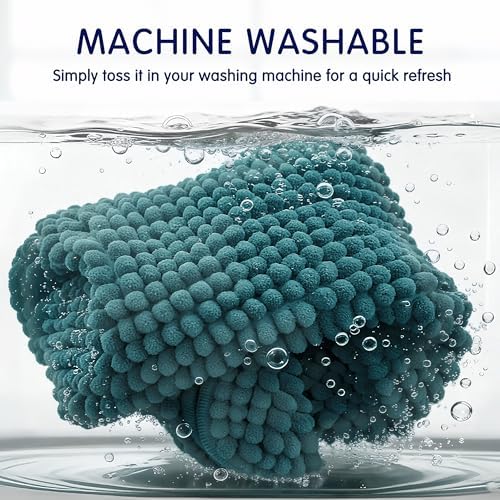 SUBRTEX Bathroom Rugs Chenille Bath Rug, Soft Short Plush Bath Mat, Water Absorbent Shower Mat, Quick Dry Machine Washable(Teal, 18" x 24")