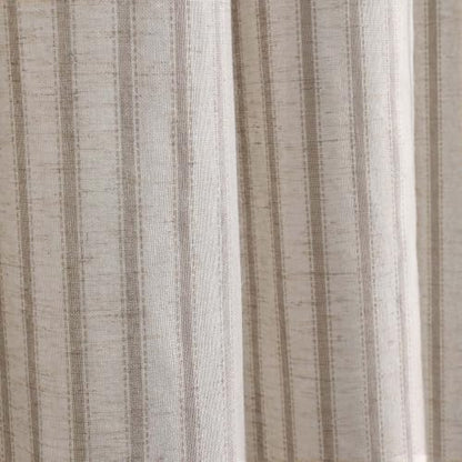 Farmhouse Striped Shower Curtain Taupe Vintage Linen Curtain 72"W X 78"L