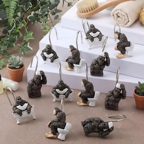 Roowest 12 Pcs Bigfoot Shower Curtain Hooks Stainless Steel Bathroom Decor