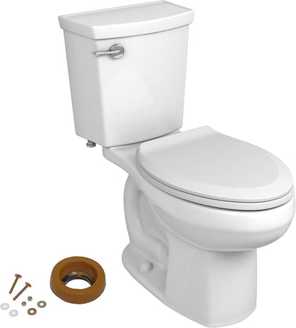American Standard 606AA001.020 H2Optimum Two-Piece Toilet with Toilet Seat and Wax Ring, Elongated Front, Chair Height, White, 1.1 gpf