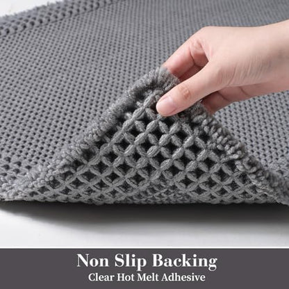 RESARE Waffle Bath Mat for Bathroom, Non Slip Bathroom Rugs 24x36 Dark Grey