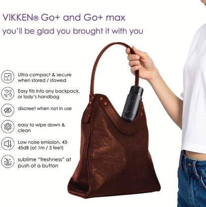 VIKKEN® Travel Bidet USB-Type C Electric Rechargeable Mobile Handheld Ultra Strong Water Spray Personal Hygiene Self Care for Men & Women, Go+ 300ml Classic Trim