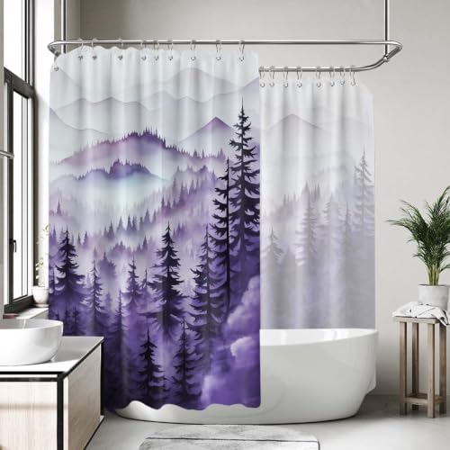 Dark Purple Forest Extra Wide Shower Curtain, 108X72 in for Clawfoot Tub