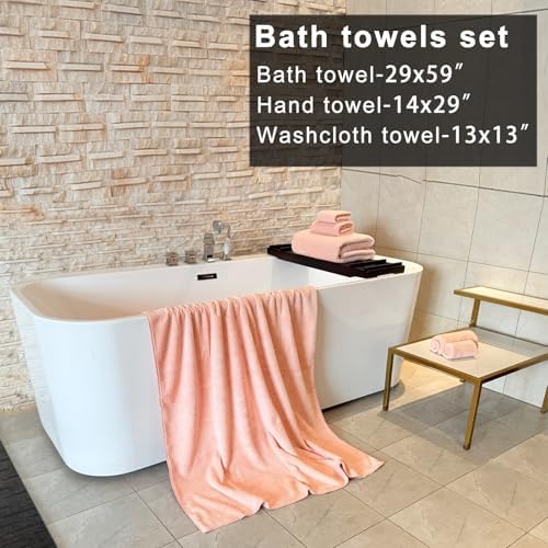 YTYC 39x78 Bath Sheets Set,Towels for Bathroom,Pink,6-Pieces