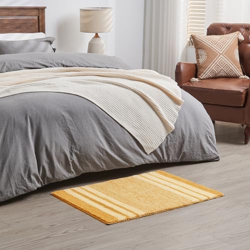 CozeCube Harvest Gold Striped 24"x16" Non Slip Washable Bath Mat
