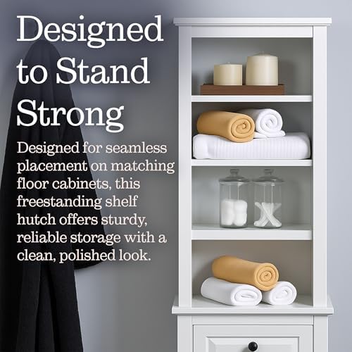 Alaterre Furniture Dorset Bathroom Storage Shelf Hutch, White, 17”W x 29”H