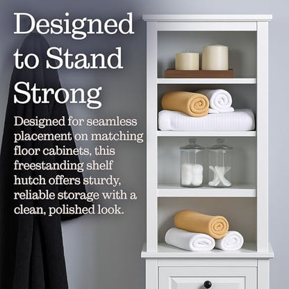 Alaterre Furniture Dorset Bathroom Storage Shelf Hutch, White, 17”W x 29”H