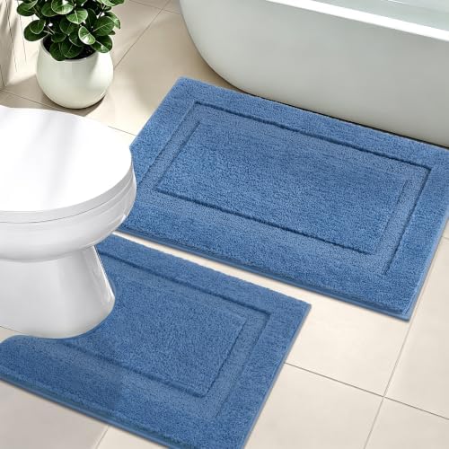 SHACOS Soft Microfiber Bathroom Rugs Set 2 Pieces with Toilet Rug