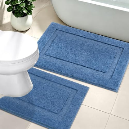 SHACOS Soft Microfiber Bathroom Rugs Set 2 Pieces with Toilet Rug