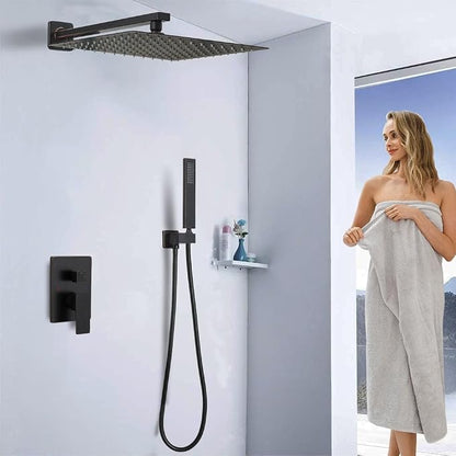 Shower Faucet Set 16 Inch Wall Mount Rain Shower System, All Metal Shower Fixtures - Oil Rubbed Bronze