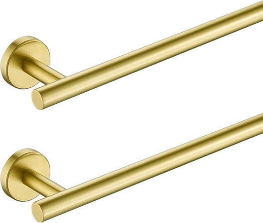 JQK Gold Towel Bar, 33 Inch 304 Stainless Steel Thicken 0.8mm Towel Rack Bathroom, Towel Holder Brushed Golden Wall Mount, Useable Length 30 Inch 2 Pack, TB110L30-BG-P2