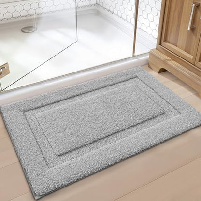 LUMI Ultra Soft Bathroom Rugs Absorbent, Non Slip Bath Mat 16X24, Grey