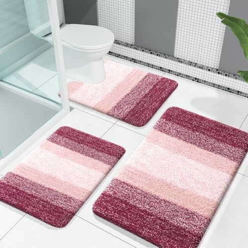 OLANLY Microfiber Bathroom Rugs Sets 3 Piece, 30"x20"+24"x16"+24"x20"