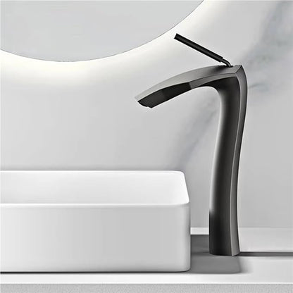 Faucet Brushed Gold Brass Bathroom Faucet Modern Ceramic Cartridge Basin Mixer Tap Hot&Cold Water Deck- Mounted Sink Fixtures(Matte Black,G9/16) Faucet