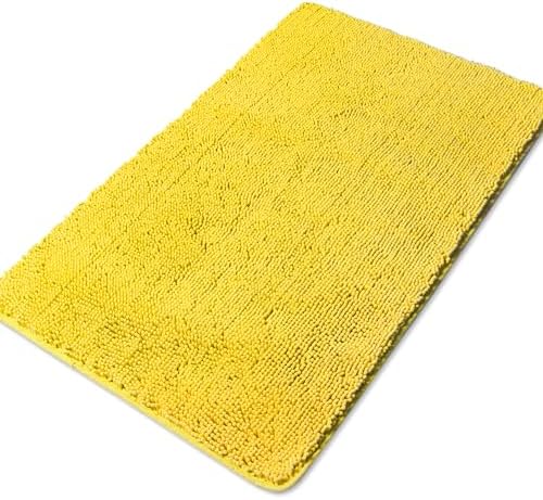 Yeaban Chenille Yellow Bathroom Rug 30"x50",Non-Slip Rubber Backing