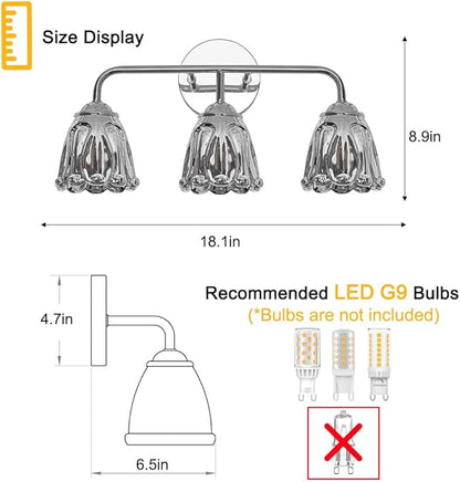 Vintage 3 Light Vanity Light, Chrome Bathroom Vanity Light, Bathroom Light Fixtures with Smokegray Glass Shade, Antique Vanity Light Fixtures Over Mirror, Wall Sconce for Bedroom, Living Room