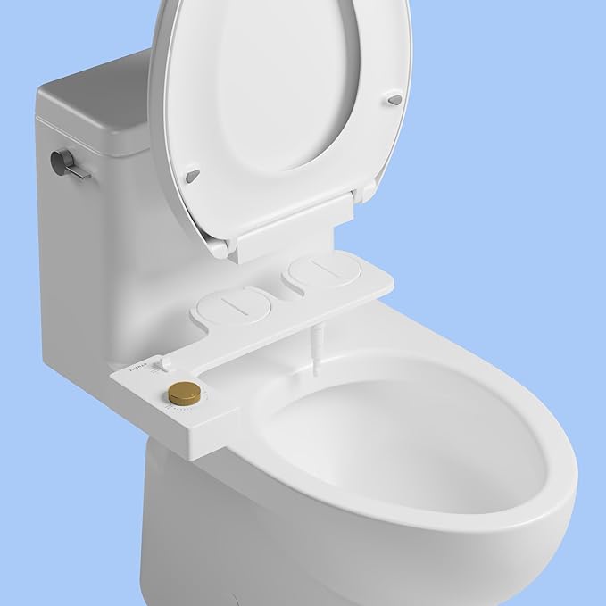 TUSHY Classic 3.0 Bidet Toilet Seat Attachment - A Non-Electric Self Cleaning Water Sprayer with Adjustable Water Pressure Nozzle, Angle Control & Easy Home Installation (White/Brushed Brass)