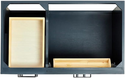 ARIEL Hepburn 36-inch Bathroom Vanity Base Cabinet,Solid Wood, 2 Soft Closing Doors, 5 Dovetail Drawers, Midnight Blue